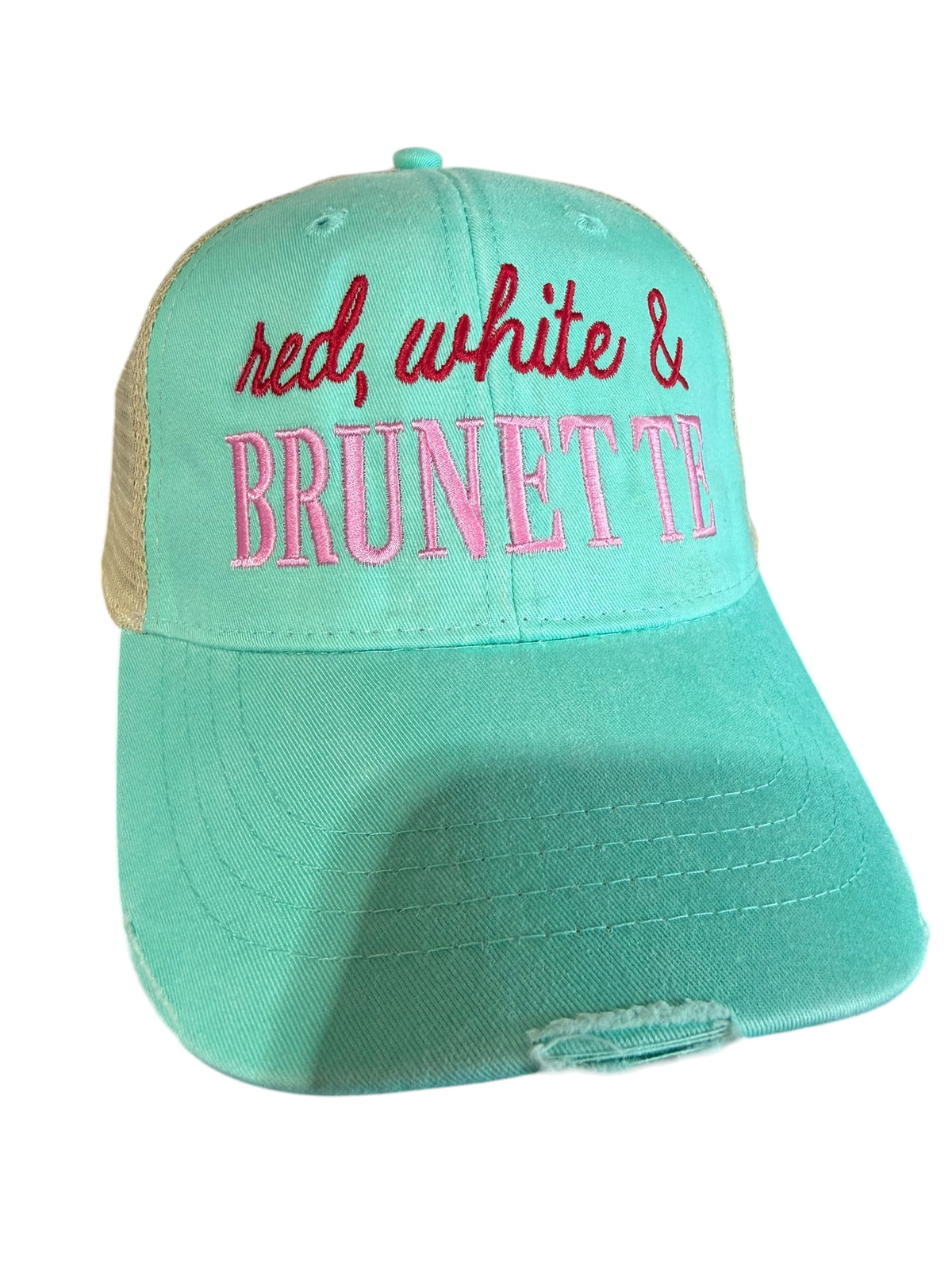 Red White and Brunette Series Hat - Teal