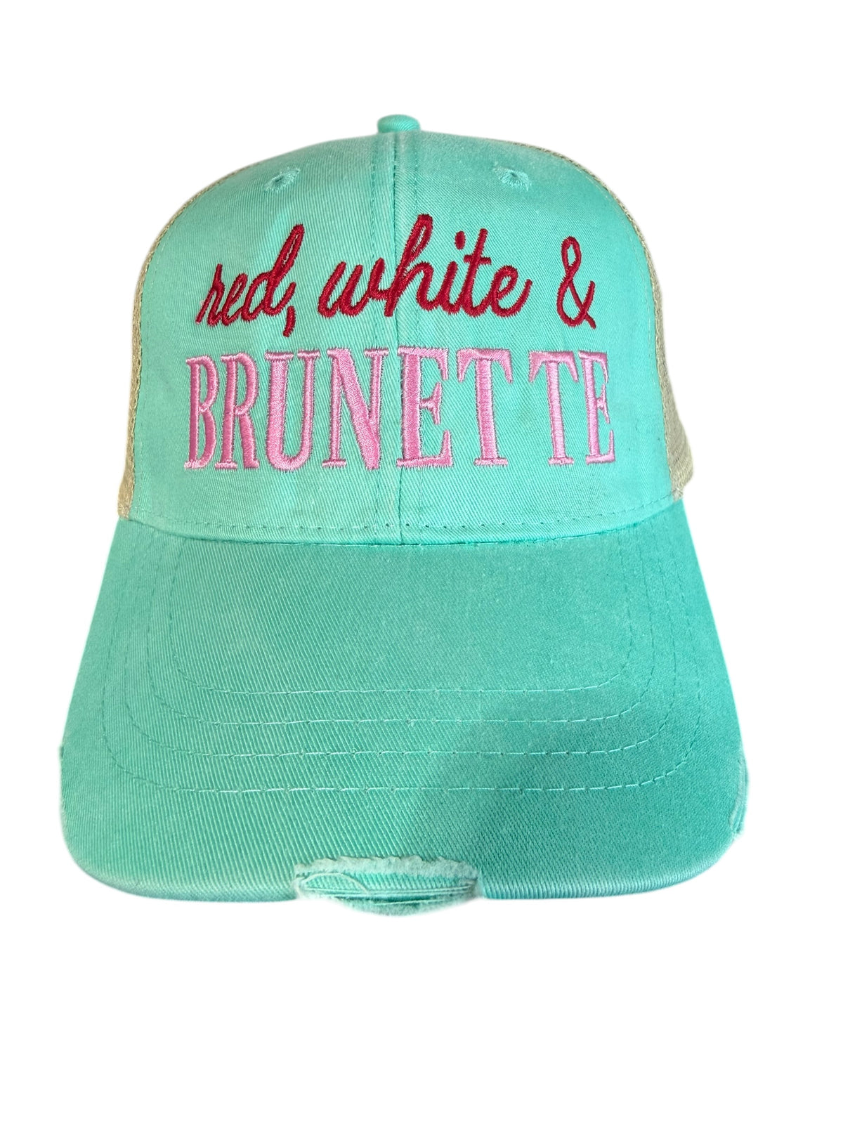 Red White and Brunette Series Hat - Teal