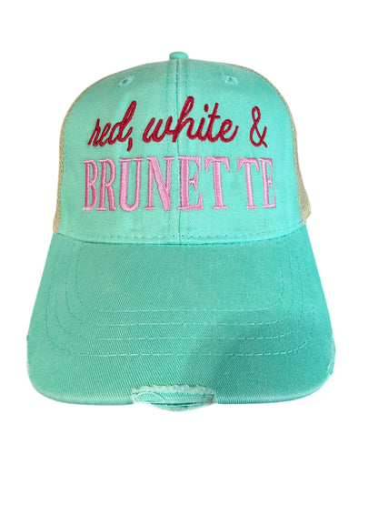Red White and Brunette Series Hat - Teal
