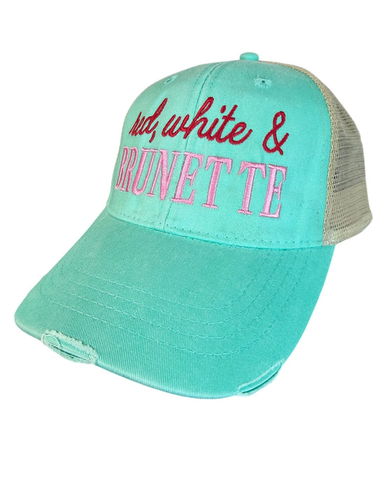 Red White and Brunette Series Hat - Teal