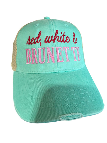 Red White and Brunette Series Hat - Teal
