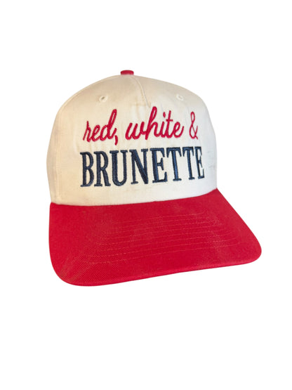 Red White and Brunette Series Hat - White