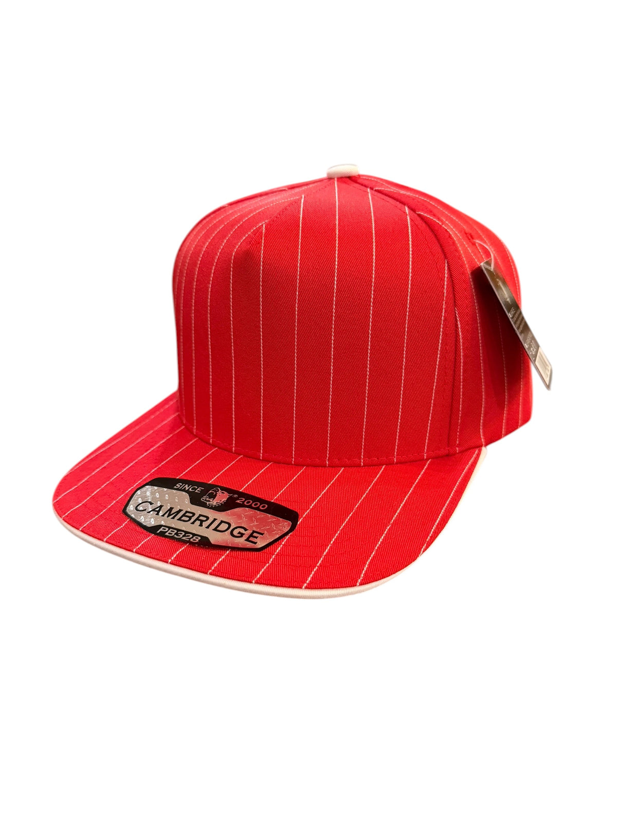 Red and White Pinstripe Hat Customizable