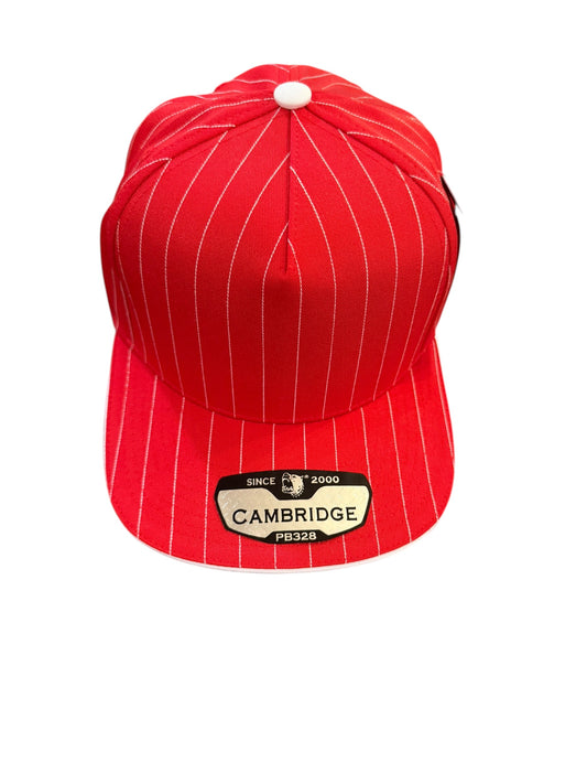 Red and White Pinstripe Hat Customizable