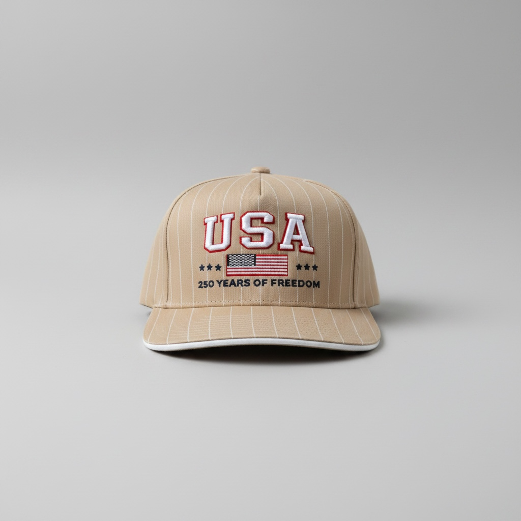 America 250 series hat - Cream with White Pin Stripes