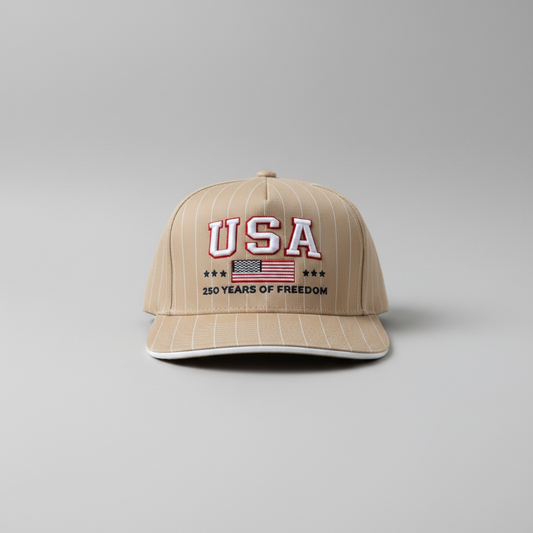 America 250 series hat - Cream with White Pin Stripes
